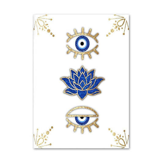 Greek Evil Eye 10x15cm Evil Eye Gold & Blue Sparkling Painting