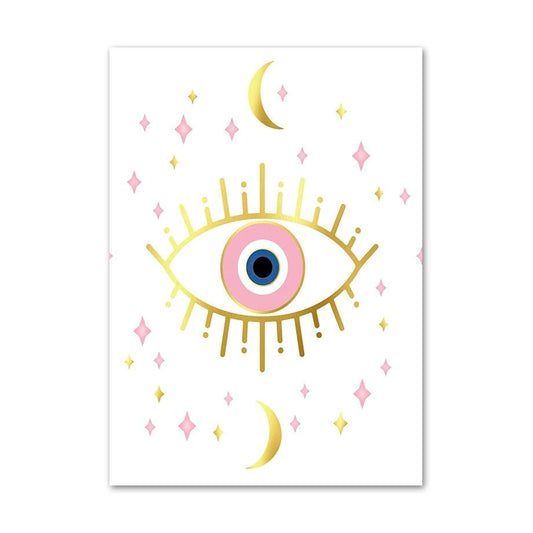 Greek Evil Eye 10x15cm Pink Sparkling Evil Eye Wall Decor