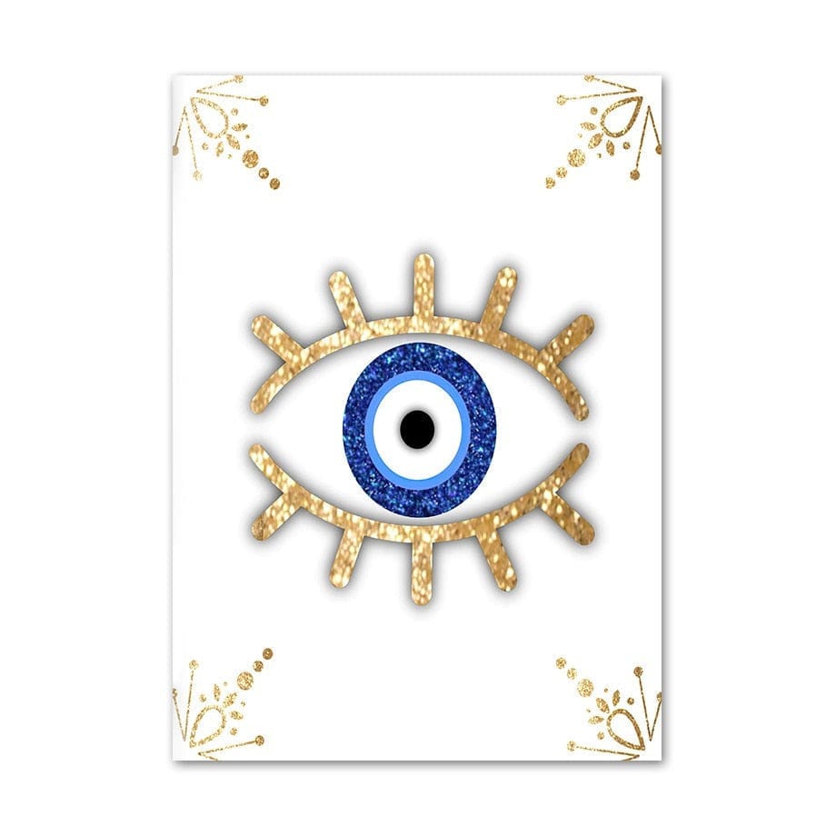 Greek Evil Eye 10x15cm Sparkling Golden Evil Eye Canvas