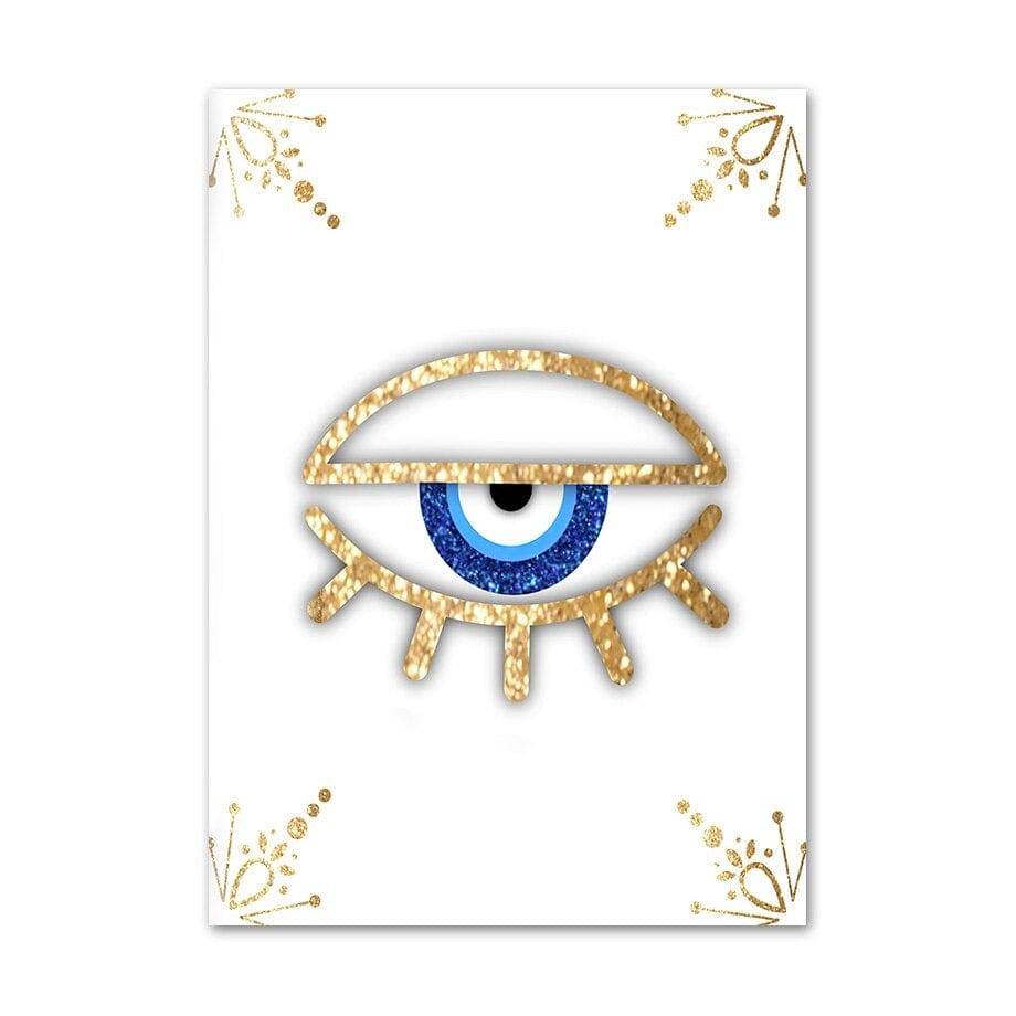 Greek Evil Eye 10x15cm Sparkling Seeing Evil Eye Wall Painting