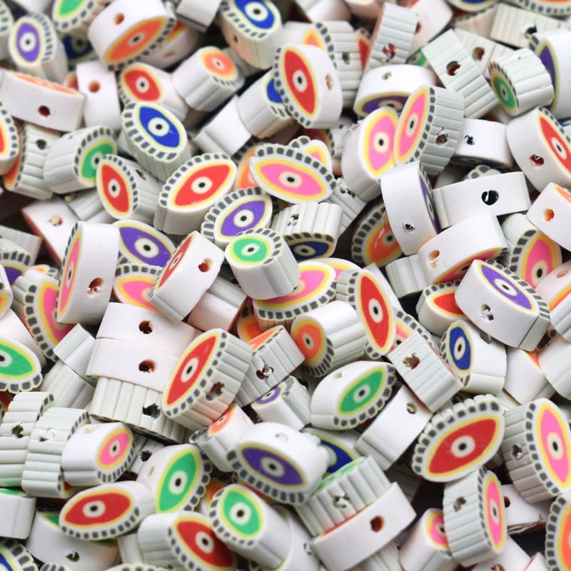 Greek Evil Eye 30 Pieces Evil Eye Clay Beads for Making Bracelets