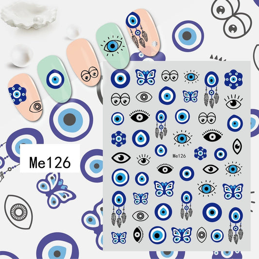 Greek Evil Eye 3D Colorful Eye Nail Stickers