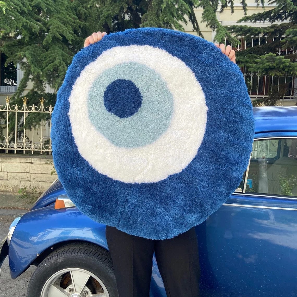 Greek Evil Eye 60x60cm 23.6inch / Blue Evil Eye Rounded Soft Rug