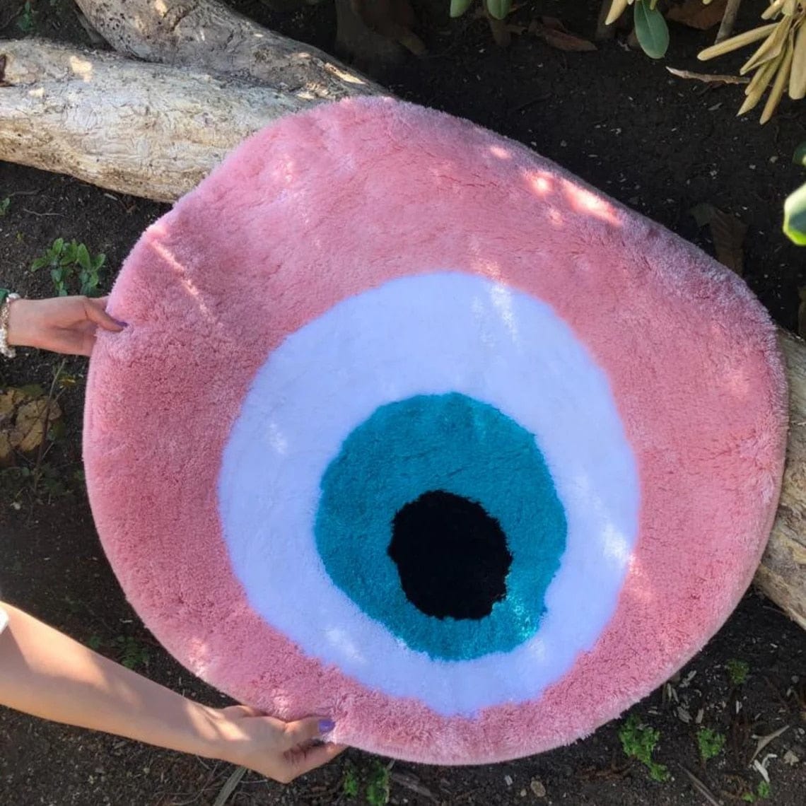 Greek Evil Eye 60x60cm 23.6inch / Pink Evil Eye Rounded Soft Rug