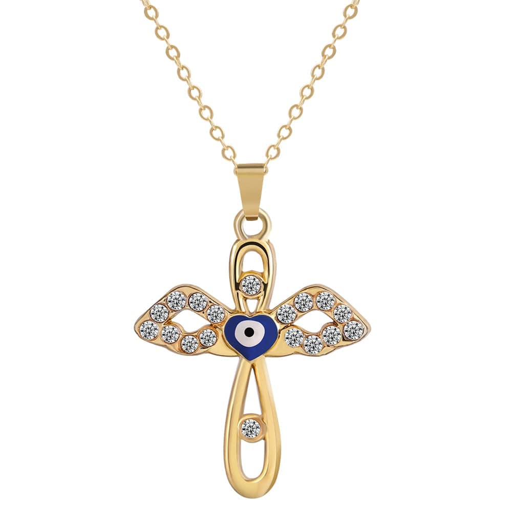 Greek Evil Eye Angels Evil Eye 14k Gold Plated Necklace