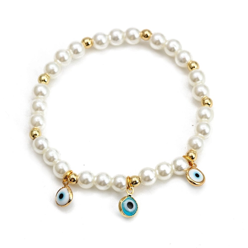 Greek Evil Eye Aqua Beads Eye /1peice Evil Eye Golden Beaded Bracelet