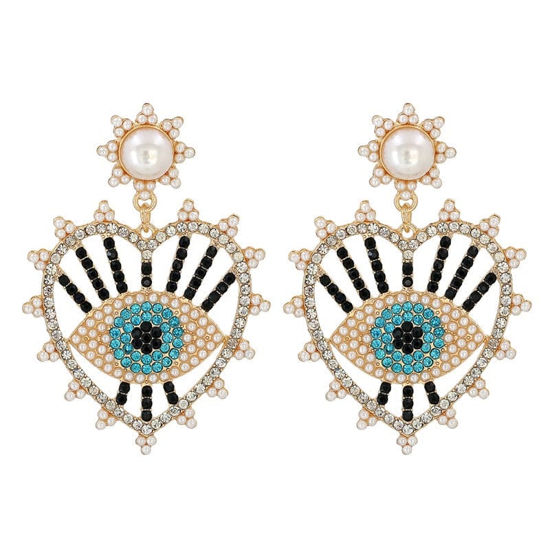 Greek Evil Eye Aqua Evil Eye Drop Earrings