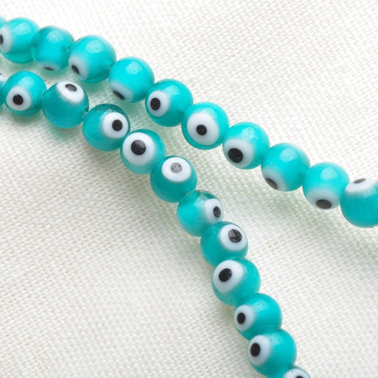 Greek Evil Eye Aqua Evil Eye Rounded Beads 50pcs