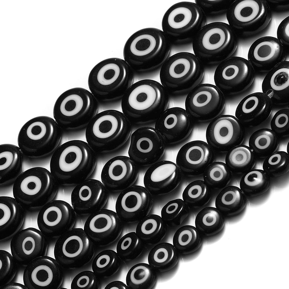 Greek Evil Eye Black / 6mm Colorful Evil Eye Flat Back Round Beads