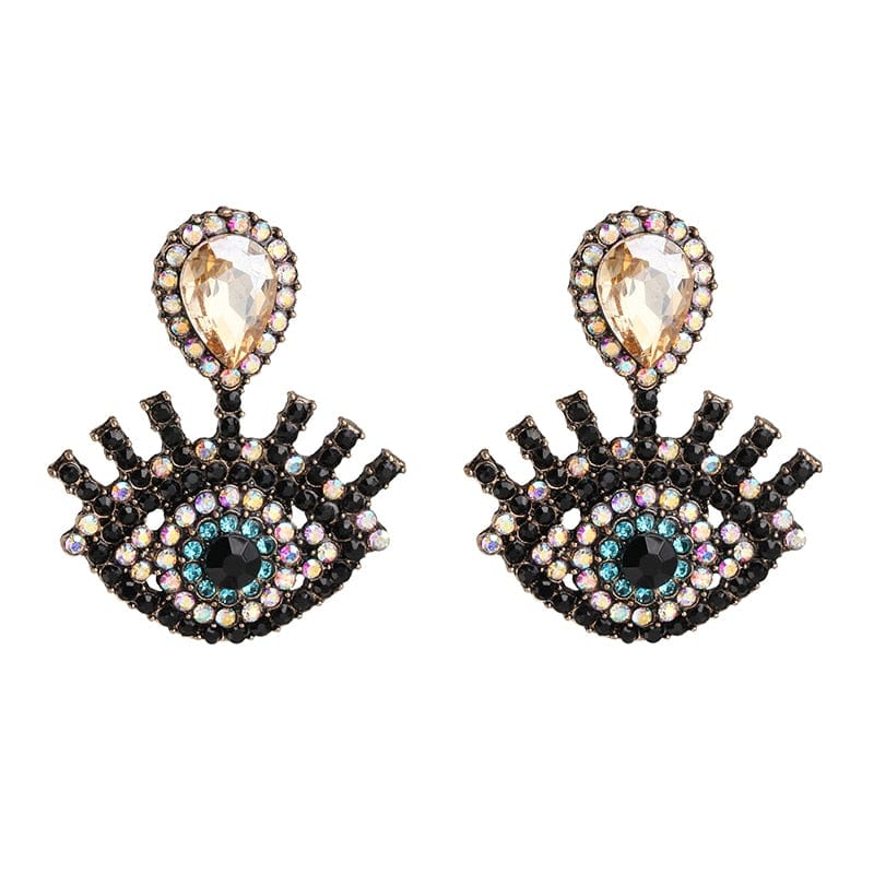 Greek Evil Eye Black Evil Eye Drop Earrings