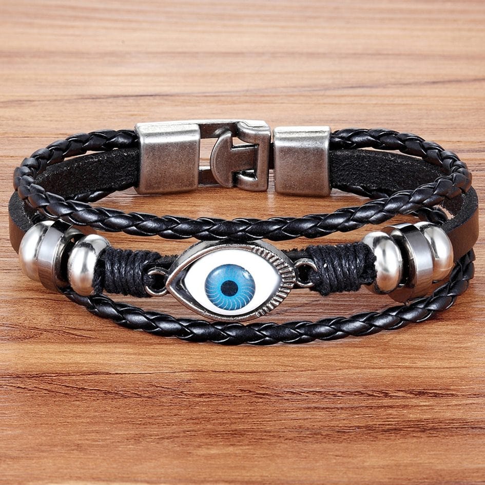 Greek Evil Eye Black Evil Eye Leather Bracelet