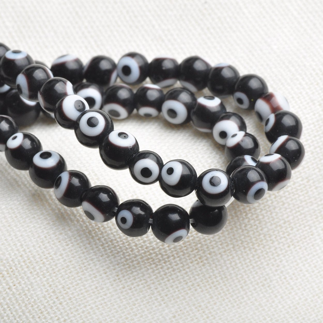 Greek Evil Eye Black Evil Eye Rounded Beads 50pcs