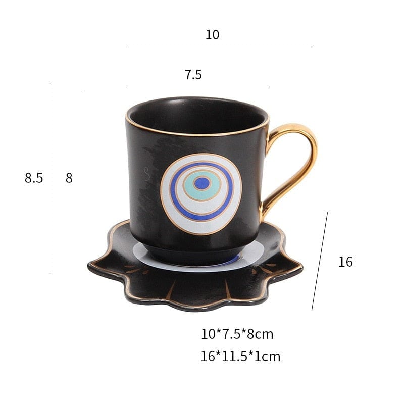 Greek Evil Eye Black Hand Evil Eye Stylish Cups & Saucers