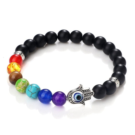 Greek Evil Eye Black Matte / 17cm Evil Eye Natural Stone Bracelet