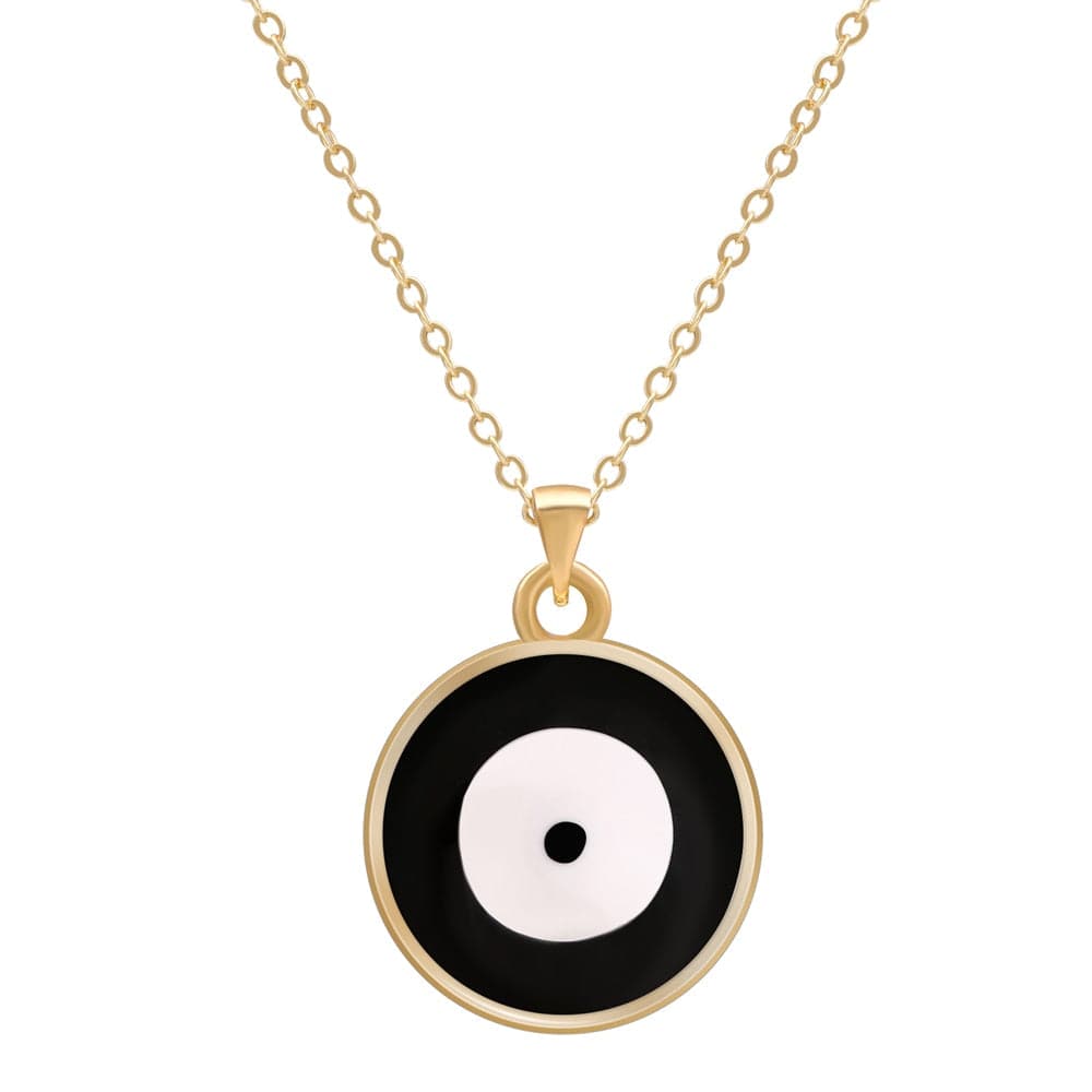 Greek Evil Eye Black Multicolor Evil Eye 14K Gold Plated Necklace