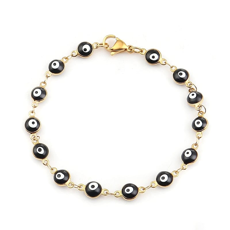 Greek Evil Eye Black Multicolor Evil Eye Gold Chain Bracelets