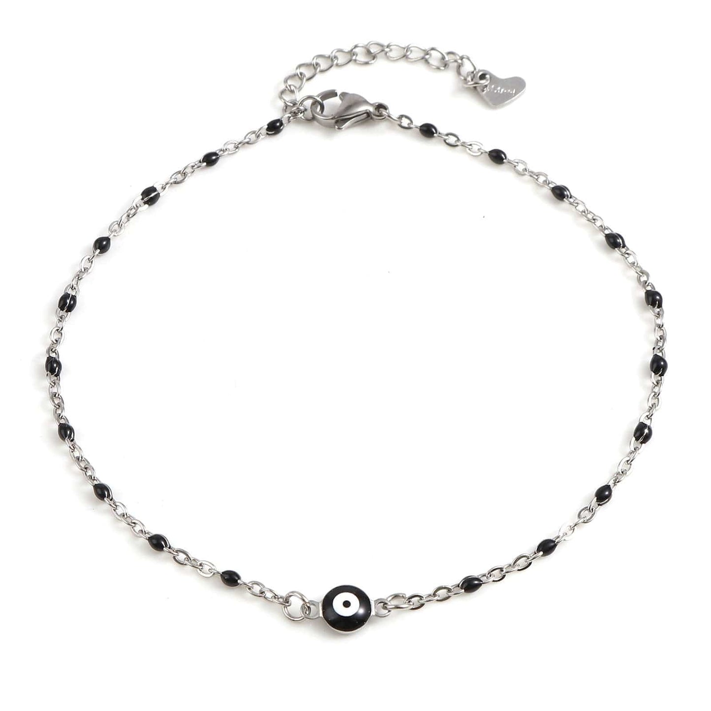 Greek Evil Eye Black Multicolor Round Evil Eye Anklet