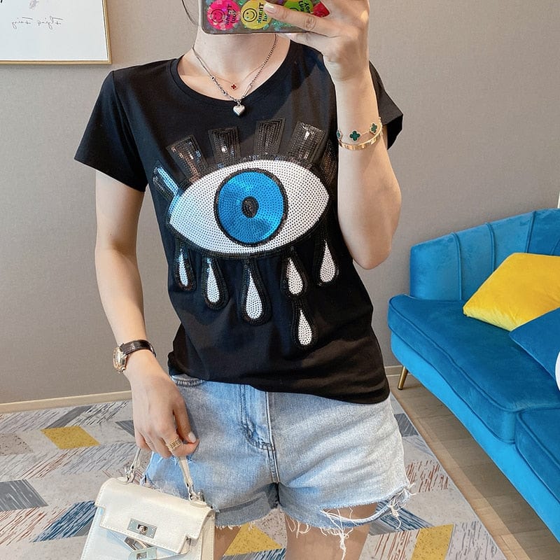 Greek Evil Eye Black / S Solid Pattern Evil Eye T-Shirt