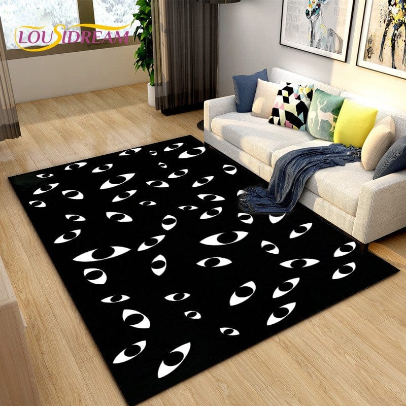 Greek Evil Eye Black & White / 40x60cm Evil Eye 3d Printed Classic Rugs