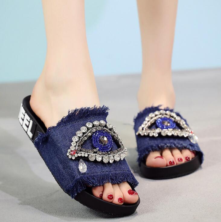 Greek Evil Eye Blue / 4 Evil Eye Sandal with Rhinestones