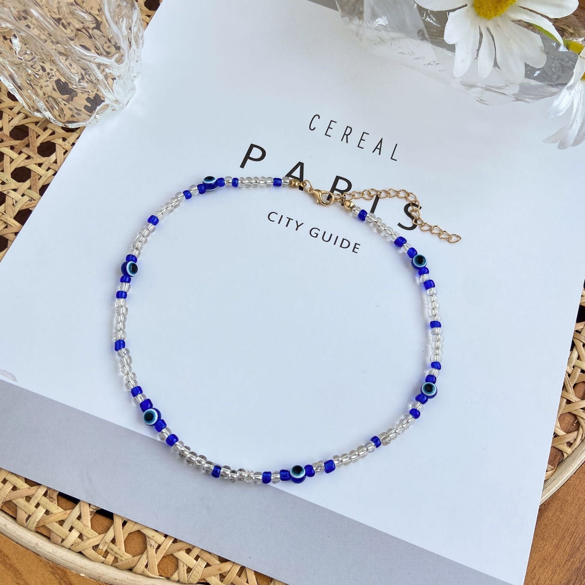 Greek Evil Eye Blue And White Evil Eye Beads Necklace