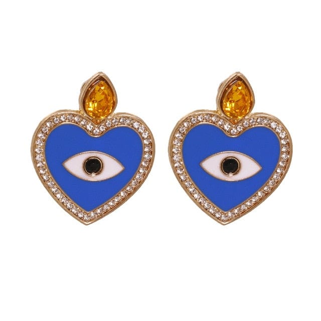 Greek Evil Eye Blue-Apple Evil Eye Drop Earrings