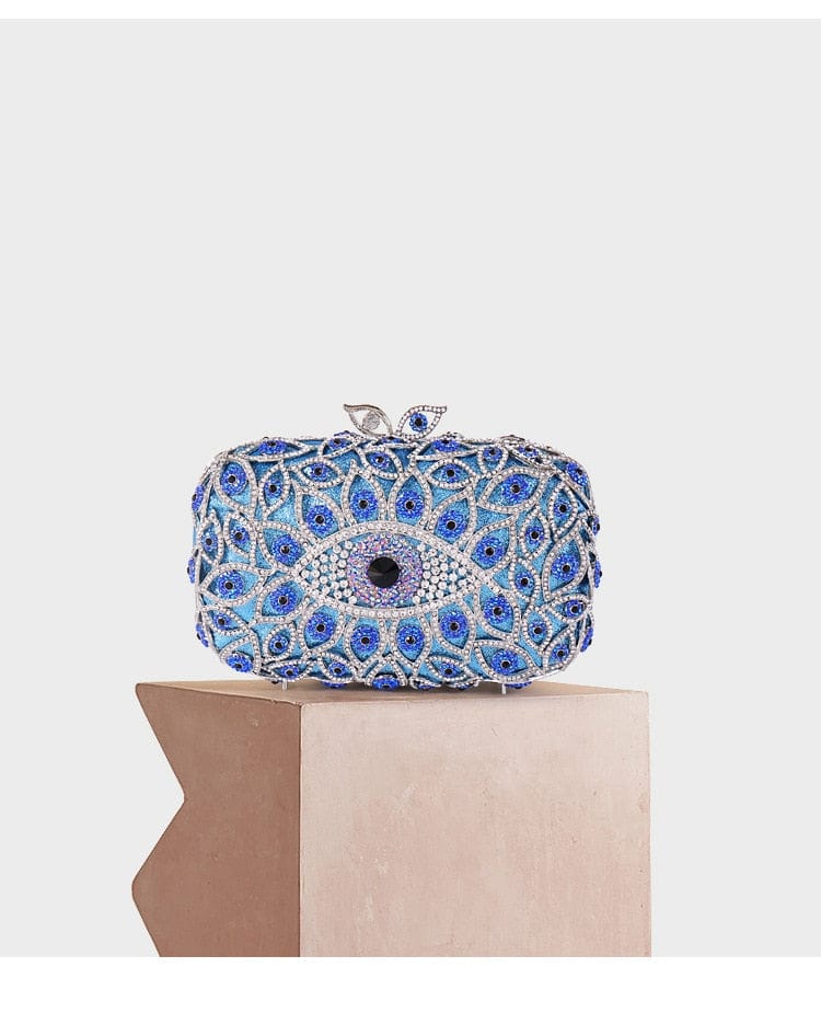 Greek Evil Eye Blue Bridal Evil Eye Rhinestones Clutch