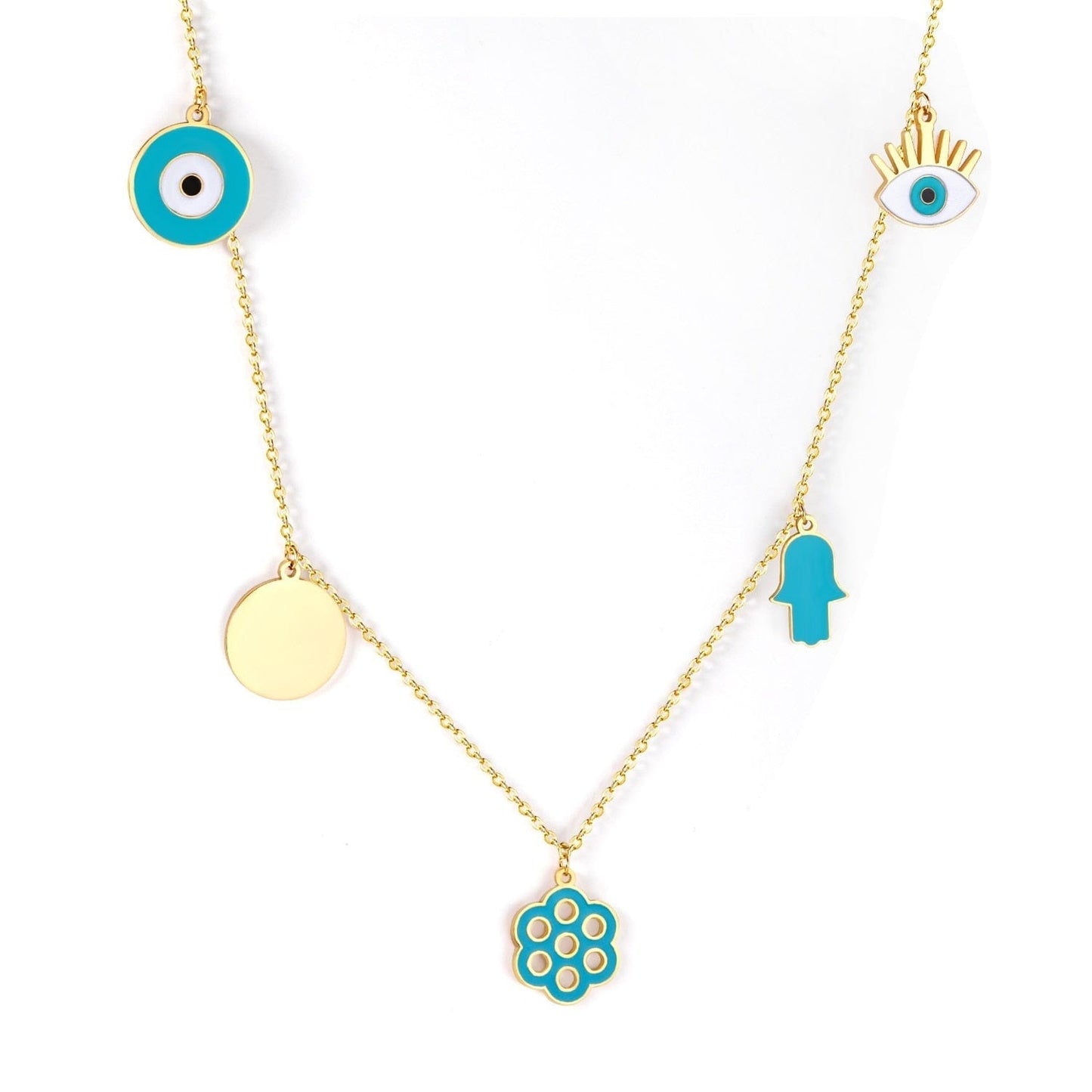 Greek Evil Eye Blue Charms / Golden Evil Eye Stylish Pendant Necklaces