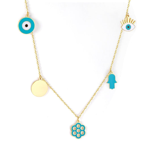 Greek Evil Eye Blue Charms / Golden Evil Eye Stylish Pendant Necklaces