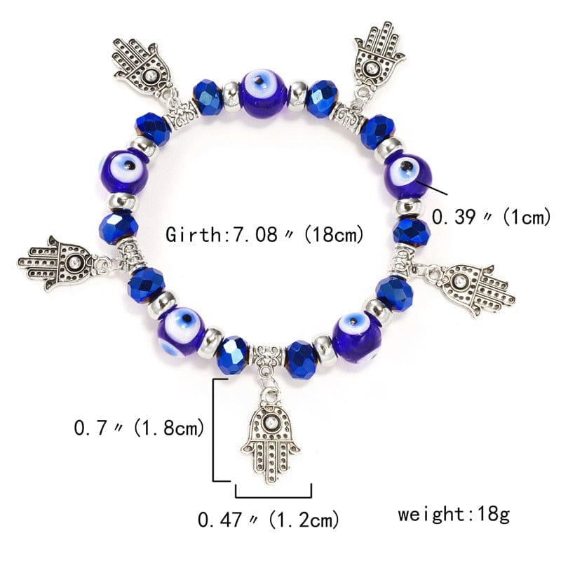 Greek Evil Eye Blue Classic Hamsa Hand-Beaded Bracelet