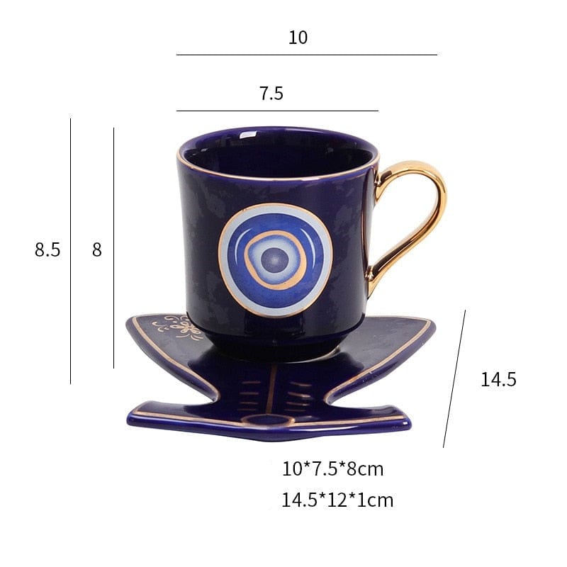 Greek Evil Eye Blue Clothes Evil Eye Stylish Cups & Saucers