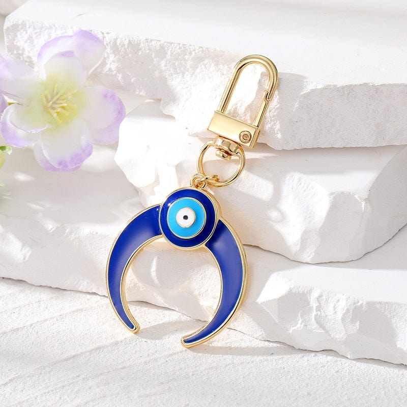 Greek Evil Eye Blue Crescent Shape Evil Eye Keychain