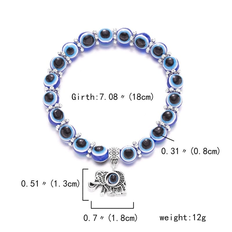 Greek Evil Eye Blue-Elephant Multicolor Evil Eye Hamsa Hand Bracelet