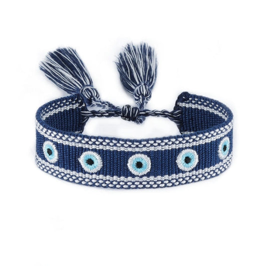 Greek Evil Eye Blue Evil Eye Cotton Woven Bracelet