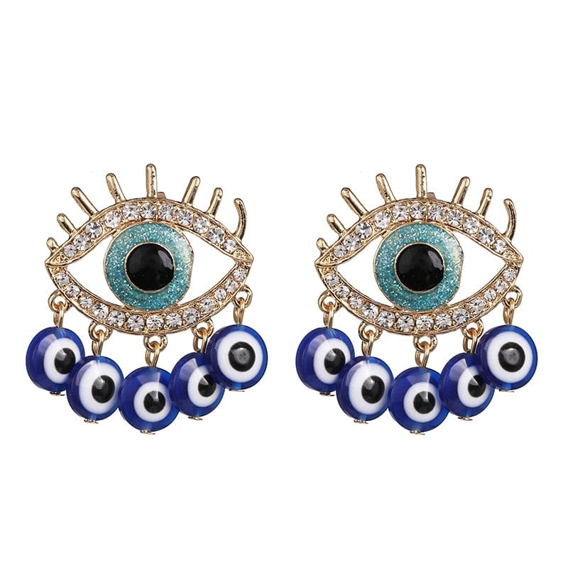 Greek Evil Eye Blue Evil Eye Drop Earrings