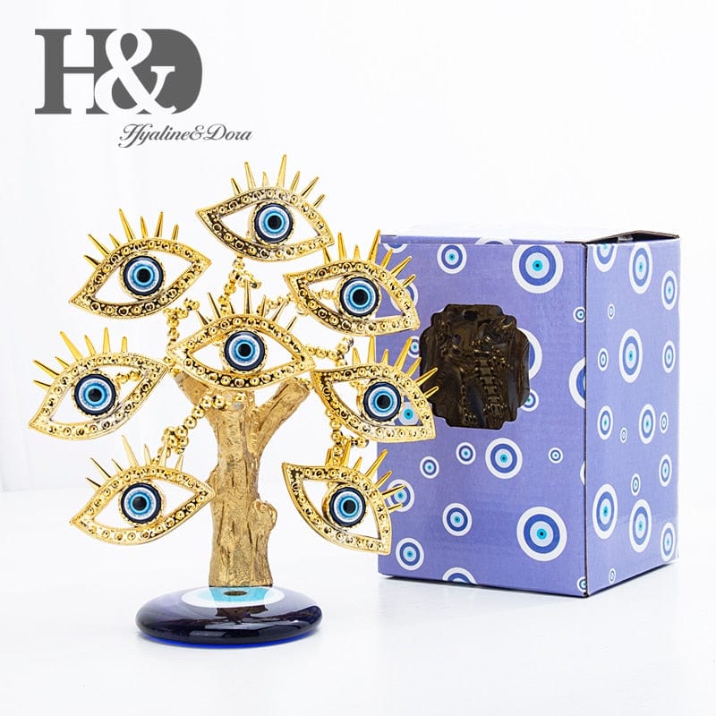 Greek Evil Eye Blue Evil Eye Gold Figurine Lucky Tree