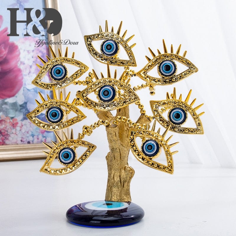 Greek Evil Eye Blue Evil Eye Gold Figurine Lucky Tree