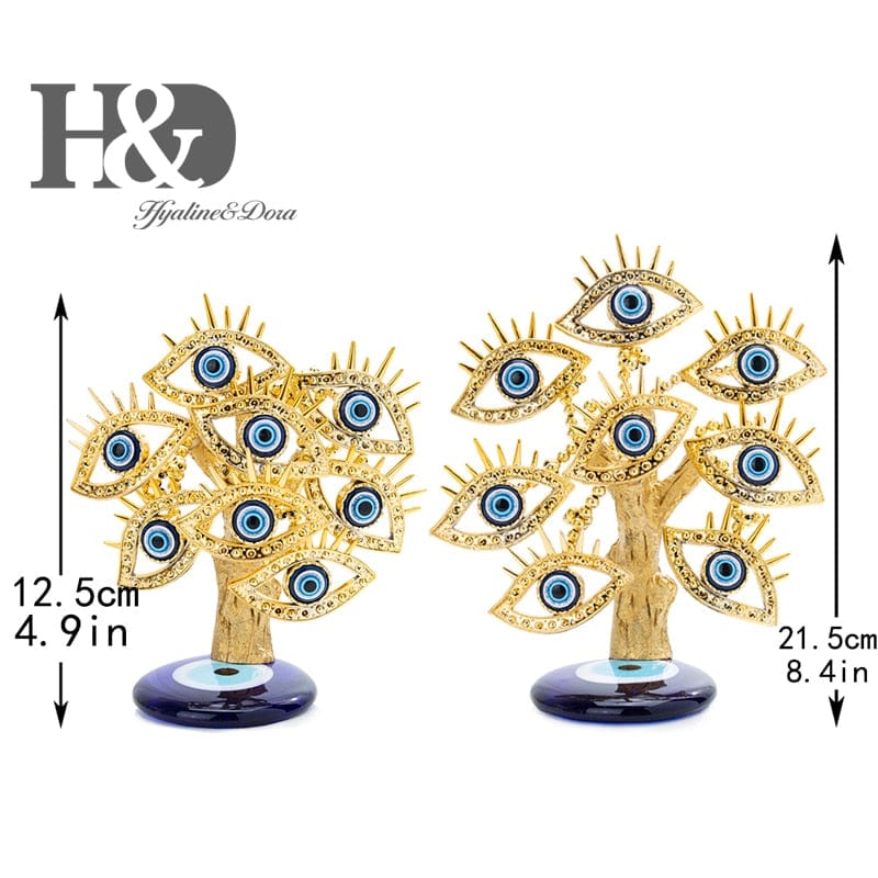 Greek Evil Eye Blue Evil Eye Gold Figurine Lucky Tree