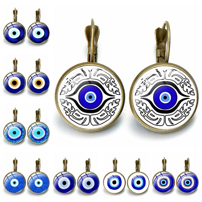 Greek Evil Eye Blue Evil Eye Pattern Earrings