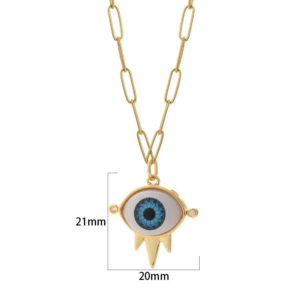 Greek Evil Eye Blue Evil Eye Pendant with Thick Chain