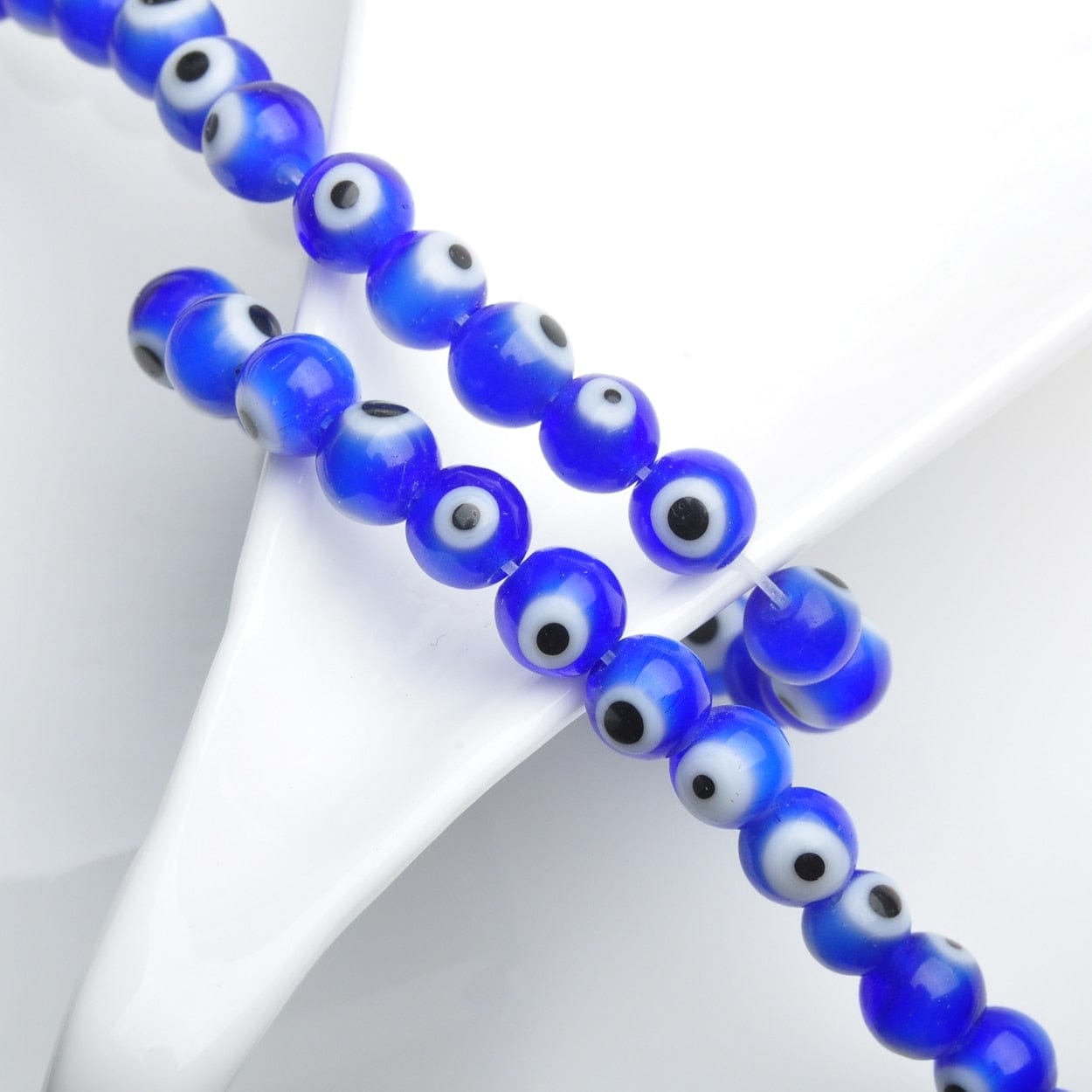 Greek Evil Eye Blue Evil Eye Rounded Beads 50pcs