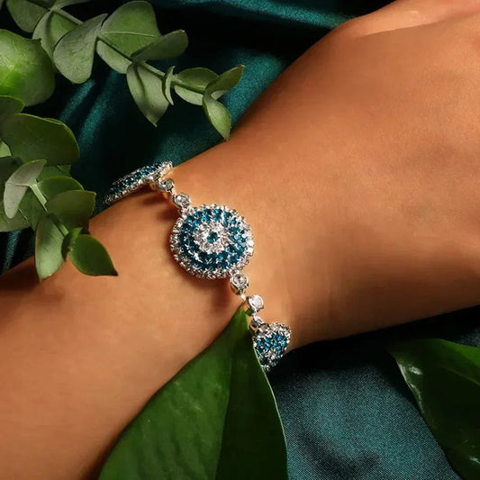 Greek Evil Eye Blue Evil Eye Stone Fans Bracelet