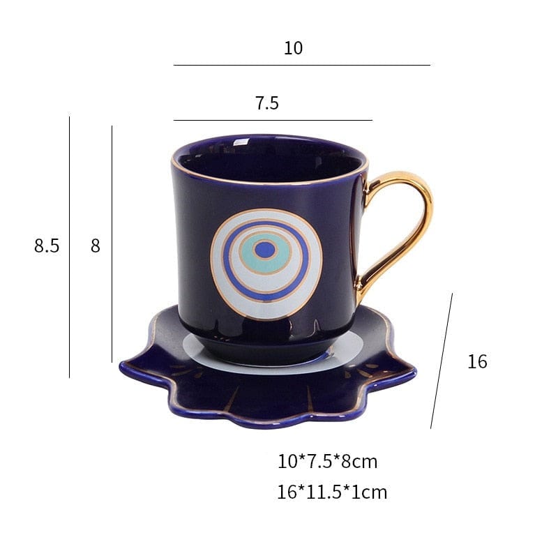 Greek Evil Eye Blue Hand Evil Eye Stylish Cups & Saucers