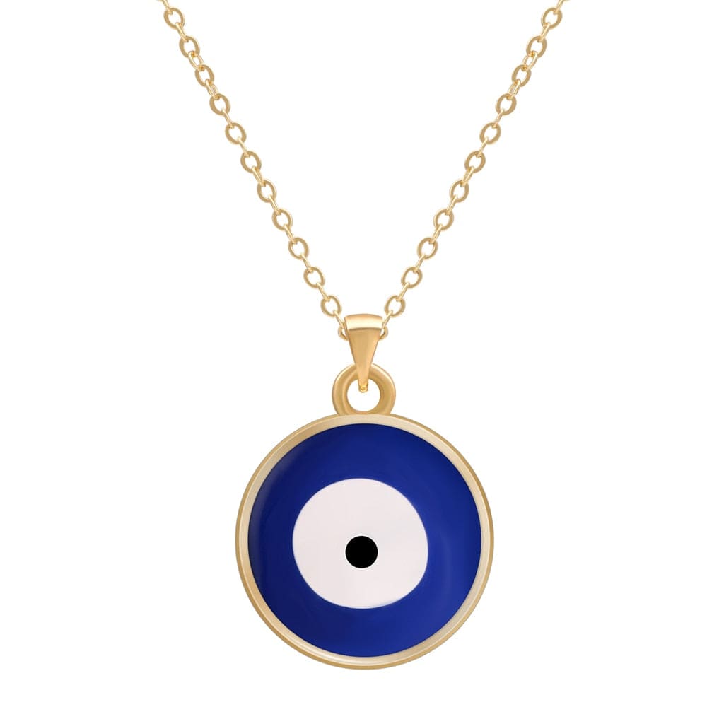 Greek Evil Eye Blue Multicolor Evil Eye 14K Gold Plated Necklace