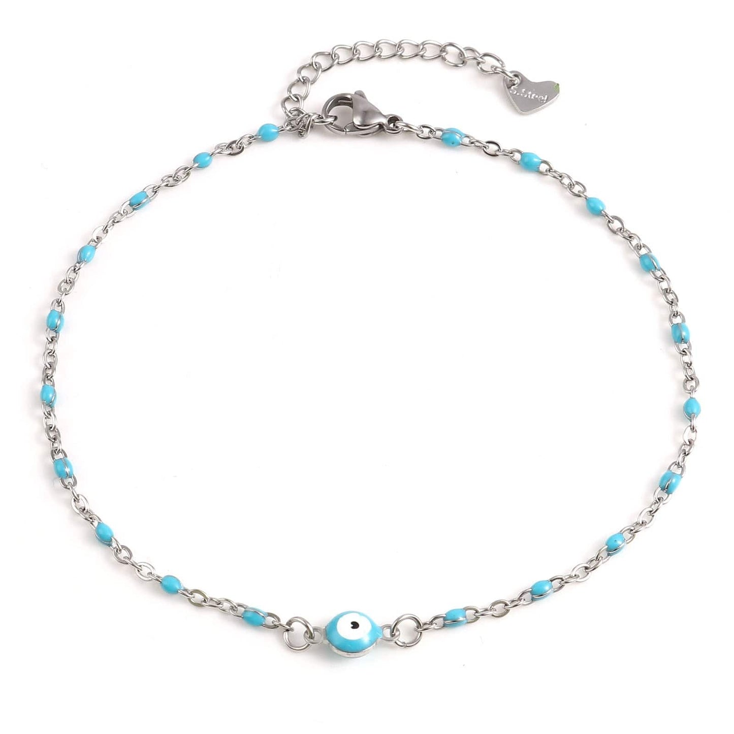 Greek Evil Eye Blue Multicolor Round Evil Eye Anklet