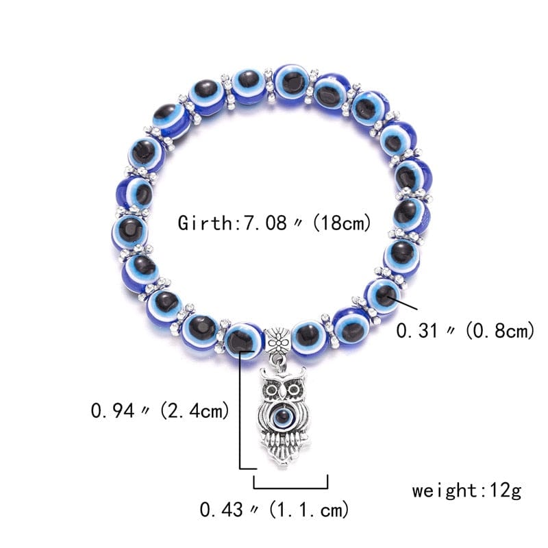 Greek Evil Eye Blue-Owl Multicolor Evil Eye Hamsa Hand Bracelet