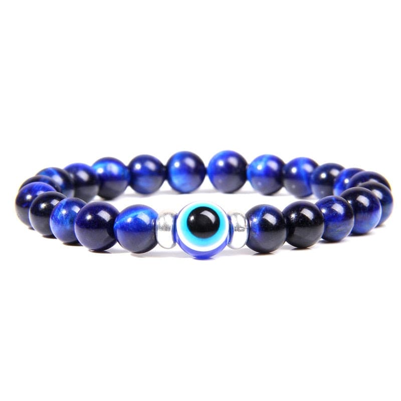 Greek Evil Eye Blue Tiger / 19cm Evil Eye Blue Classic Stone Bracelet