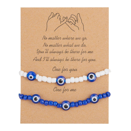 Greek Evil Eye Blue & White / 2 Evil Eye Lucky Friendship Bracelets