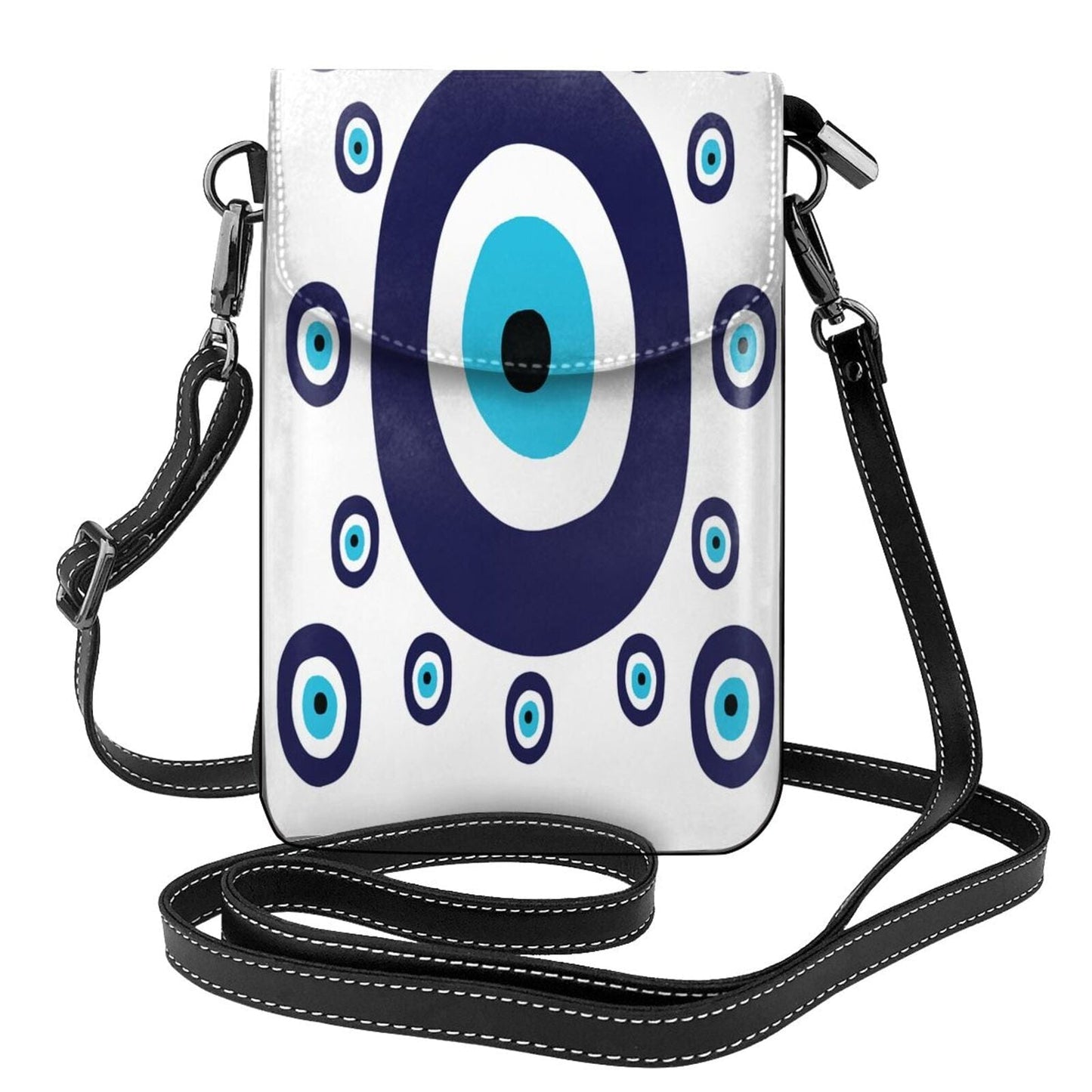 Greek Evil Eye Blue & White Evil Eye Women Leather Purse