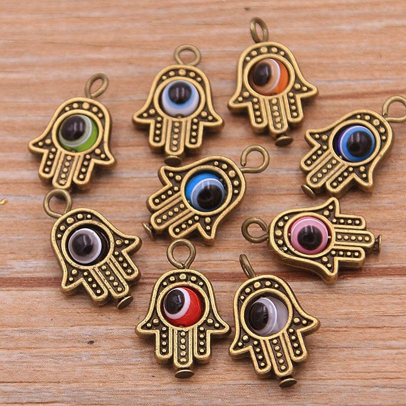 Greek Evil Eye Bronze Mix Evil Eye Hamsa Hand Charm Pendants